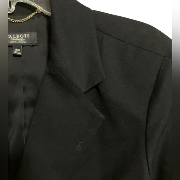 TALBOTS Elegant Career 99% Black Wool One Button Blazer Jacket Plus 16 Petite - Picture 6 of 12